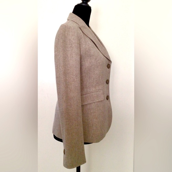 BANANA REPUBLIC Greige Taupe Wool Cashmere Equestrian Style Blazer - US 2 - Picture 2 of 6